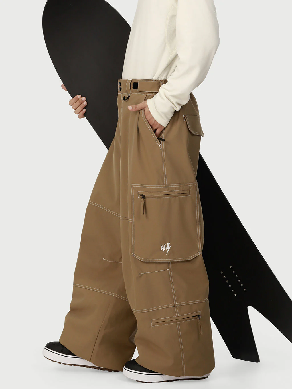 Men's Wild Soul Crew Utility Cargo Snow Pants – Heavy Stitch Baggy Fit - Image 13