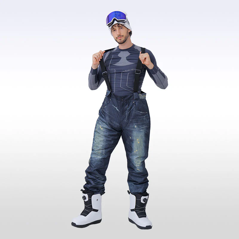 Men's Winter Warm Waterproof Hip Snowboard Denim Pants Jeans - Image 9