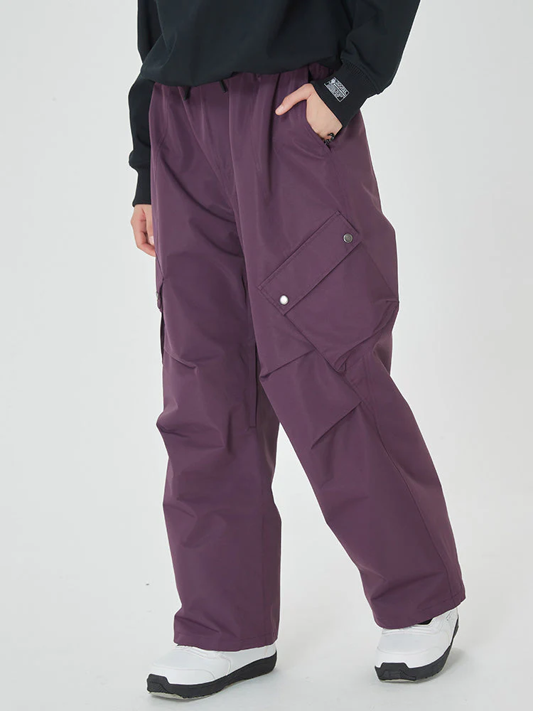Women's Mountain Chill Swag Cargo Pockets Baggy Snow Pants - Image 7