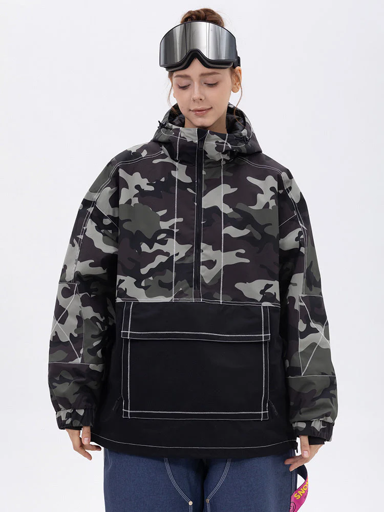 Women's All Season Mountain Vibe Streetstorm Pullover Camo Snowboard Jacket - Image 7