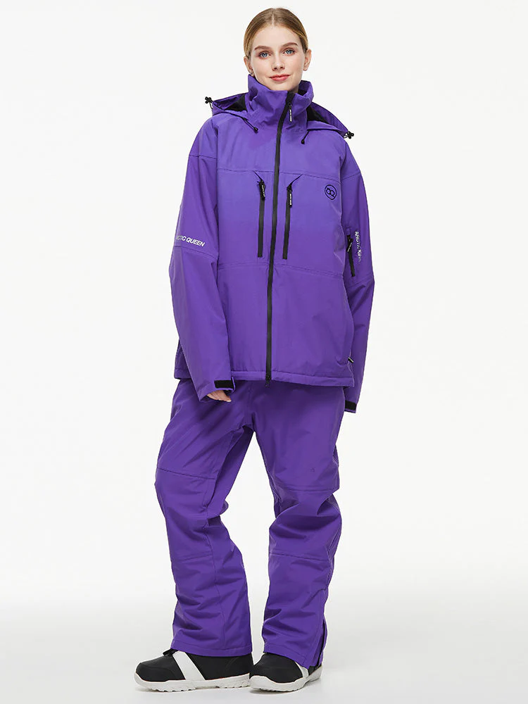 Women's Arctic Queen Mountain Windbreaker Thermal Snow Suits with Overalls Bibs - Image 14