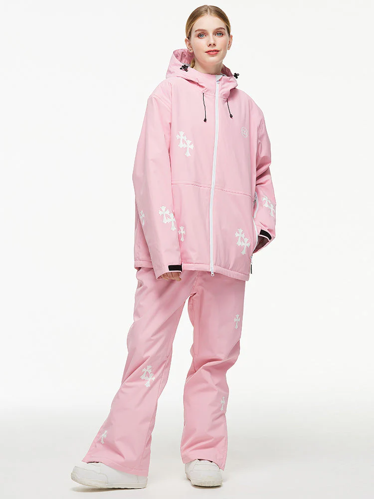 Women's Arctic Queen Snowflake Princess Fantasy Snow Suit with Overalls Bibs - Image 2