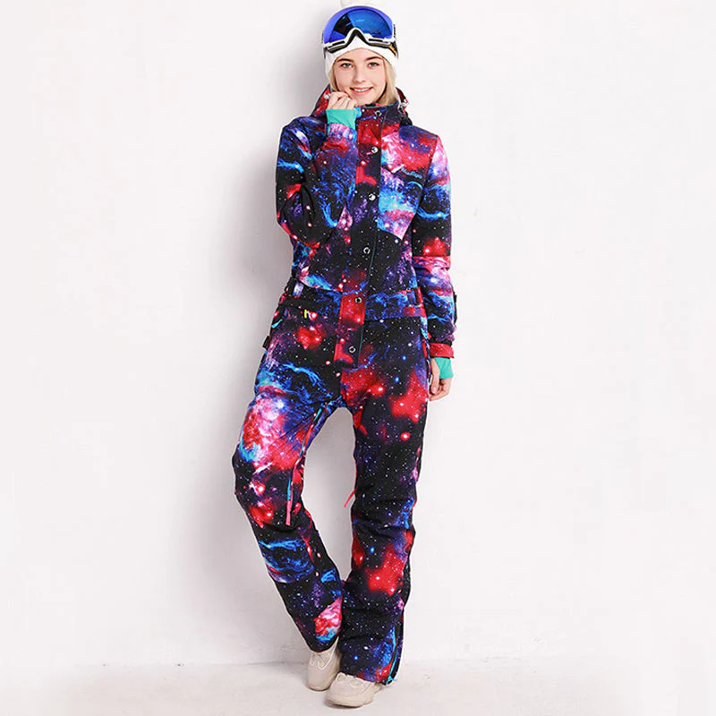Women's Blue Magic Hyper Slope Star One Piece Ski Jumpsuit Winter Snowsuits