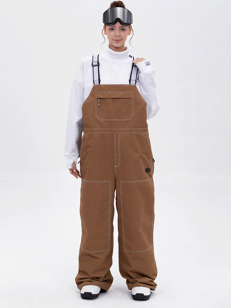 Women's City Chill Street Style Freerider Baggy Snow Bib Overalls - Image 6