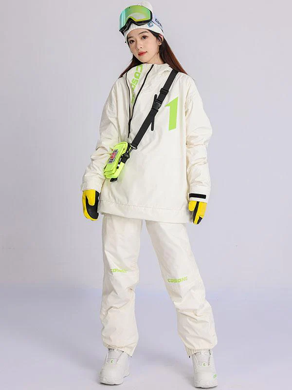 Women's Cosone Oblique Zipper Number 1 Solid Snow Suits - Image 2