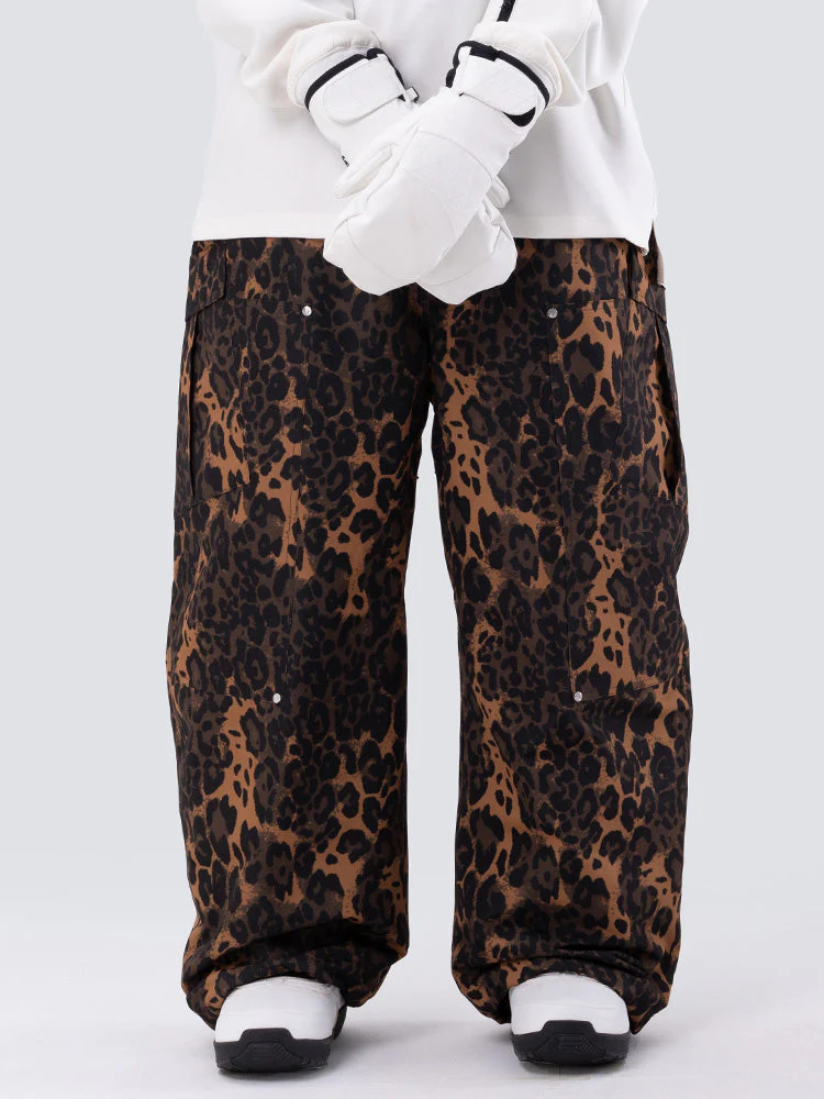 Women's Double Knee Mountain Freestyle Leopard Baggy Snow Pants - Image 10