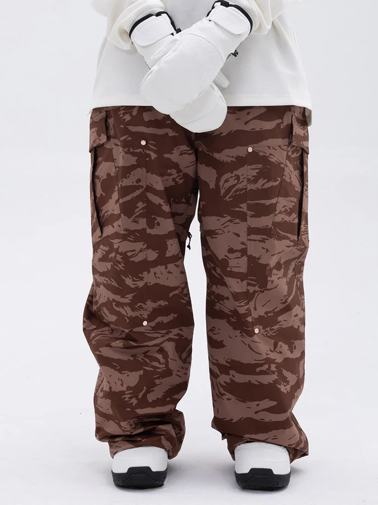 Women's Double Knee Mountain Freestyle Leopard Baggy Snow Pants - Image 11