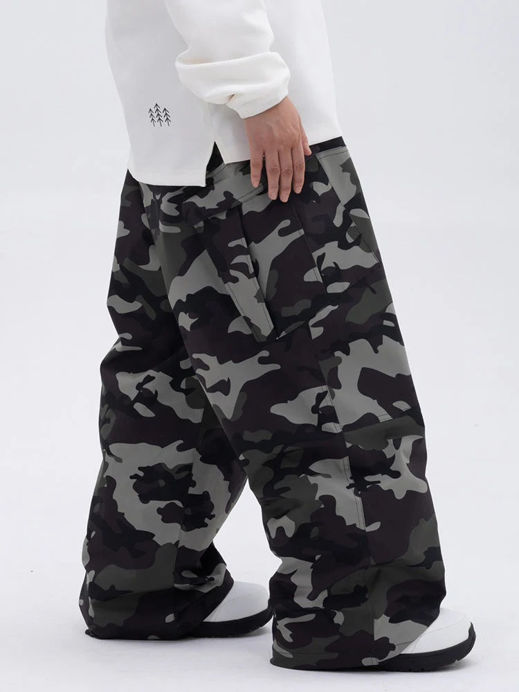 Women's Double Knee Mountain Freestyle Leopard Baggy Snow Pants - Image 12
