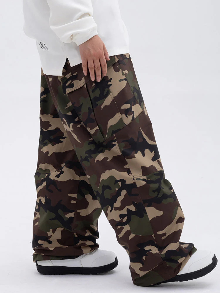 Women's Double Knee Mountain Freestyle Leopard Baggy Snow Pants - Image 14