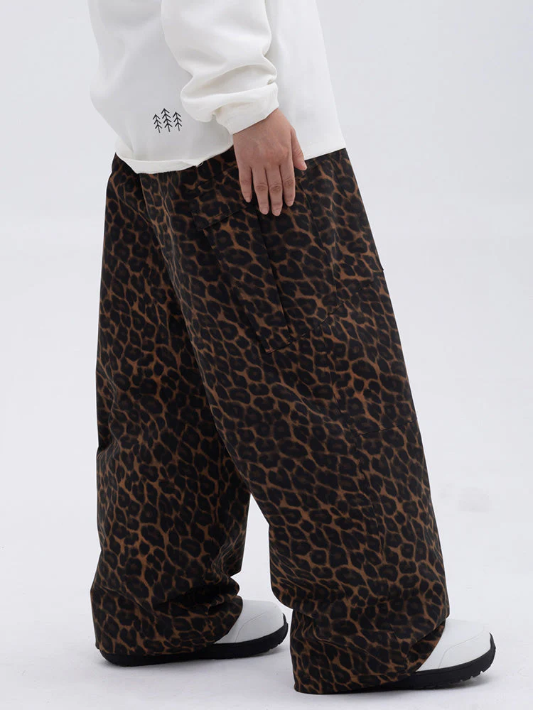 Women's Double Knee Mountain Freestyle Leopard Baggy Snow Pants - Image 16