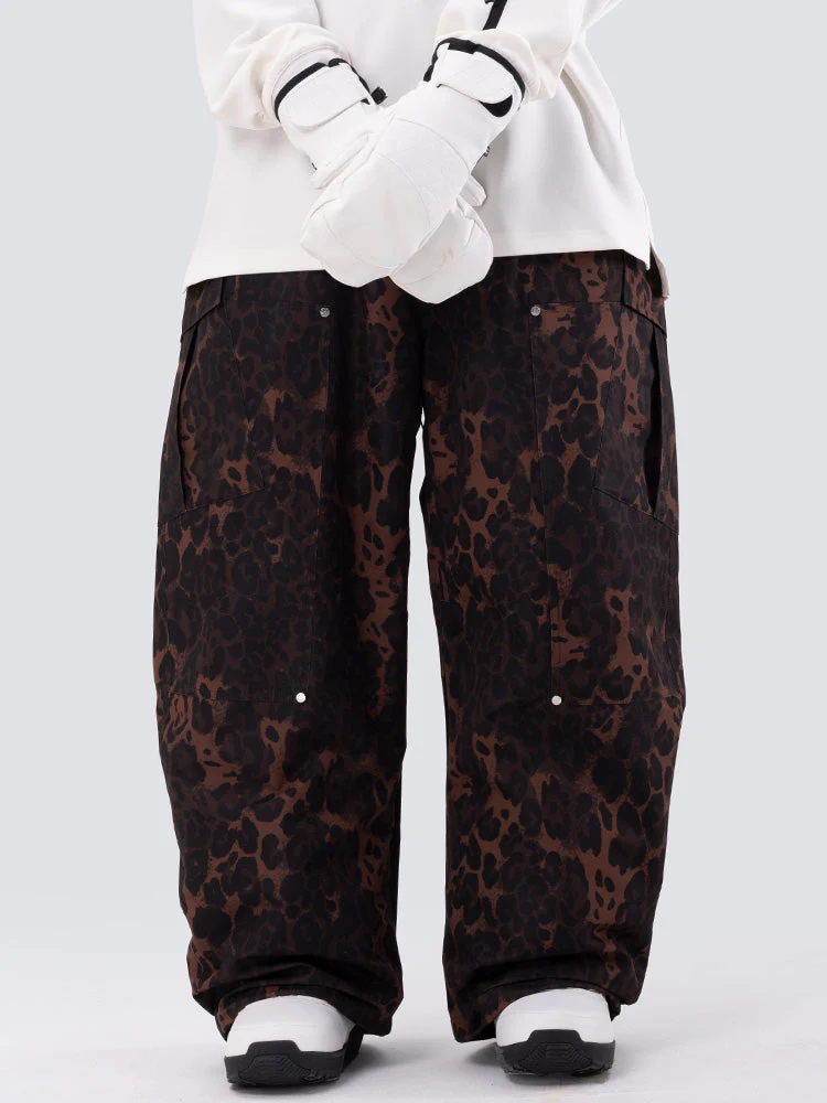 Women's Double Knee Mountain Freestyle Leopard Baggy Snow Pants - Image 3