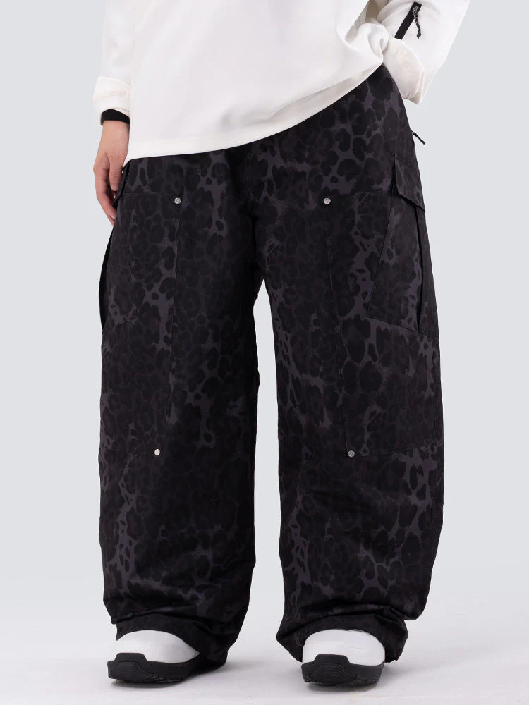 Women's Double Knee Mountain Freestyle Leopard Baggy Snow Pants - Image 5