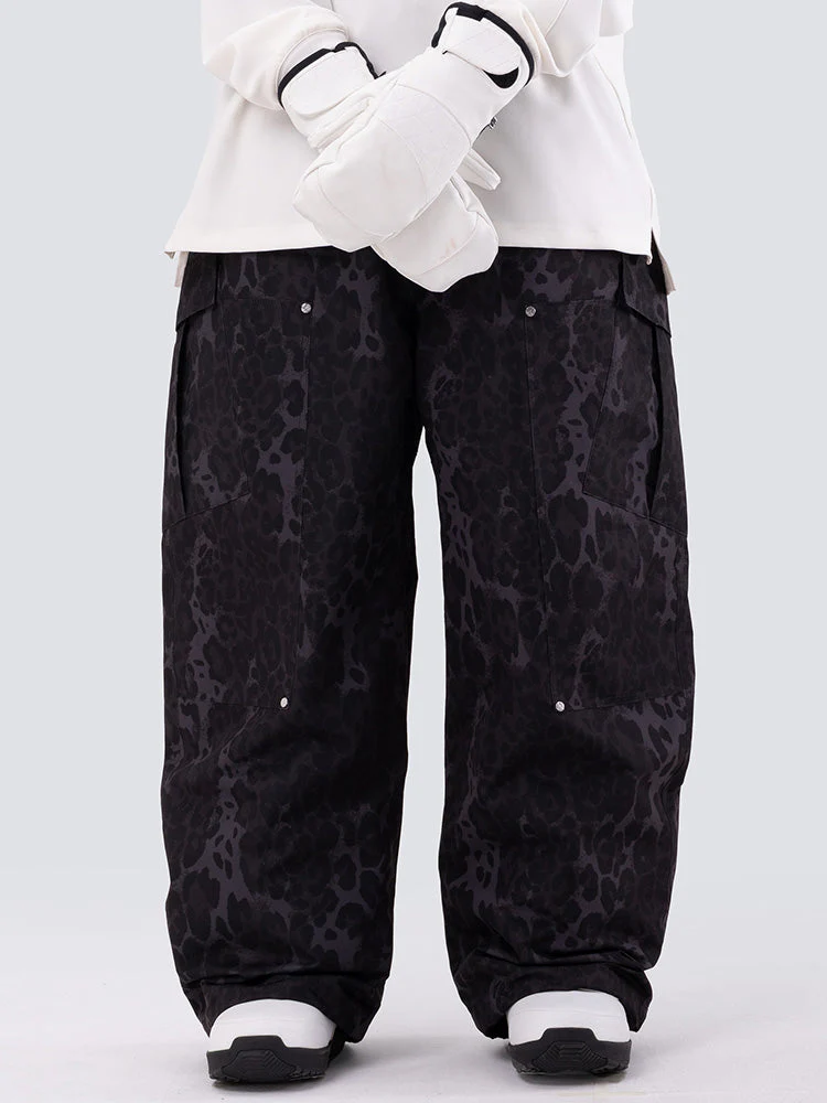 Women's Double Knee Mountain Freestyle Leopard Baggy Snow Pants - Image 6