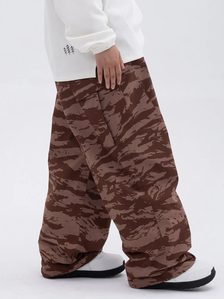 Women's Double Knee Mountain Freestyle Leopard Baggy Snow Pants - Image 7