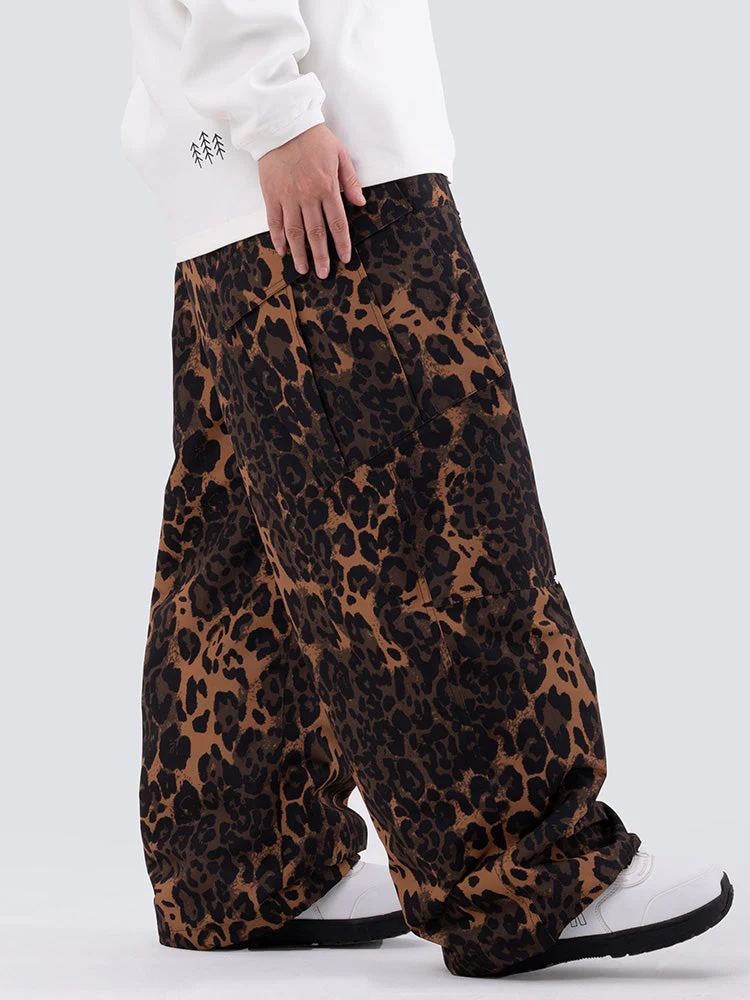 Women's Double Knee Mountain Freestyle Leopard Baggy Snow Pants - Image 8