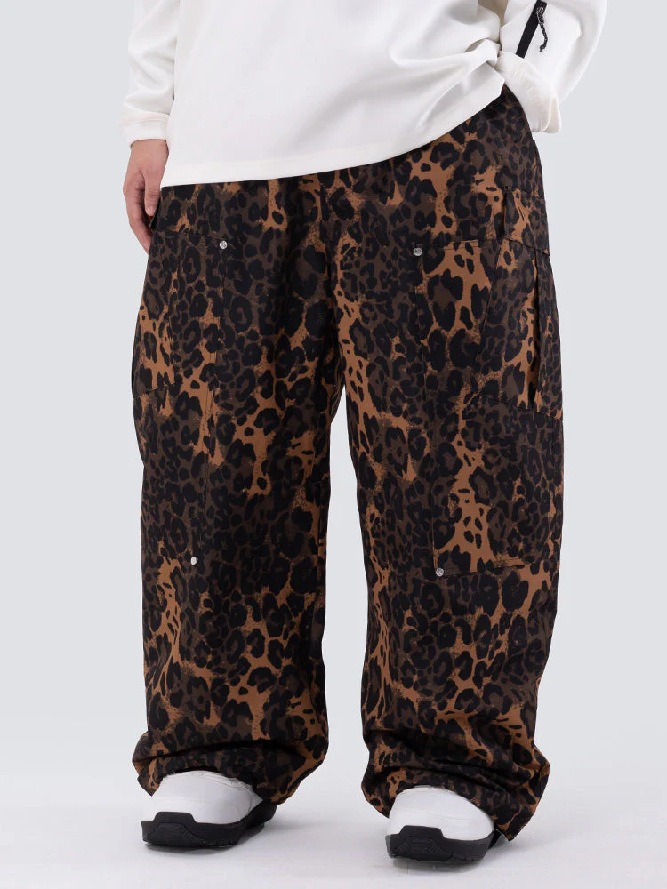 Women's Double Knee Mountain Freestyle Leopard Baggy Snow Pants - Image 9