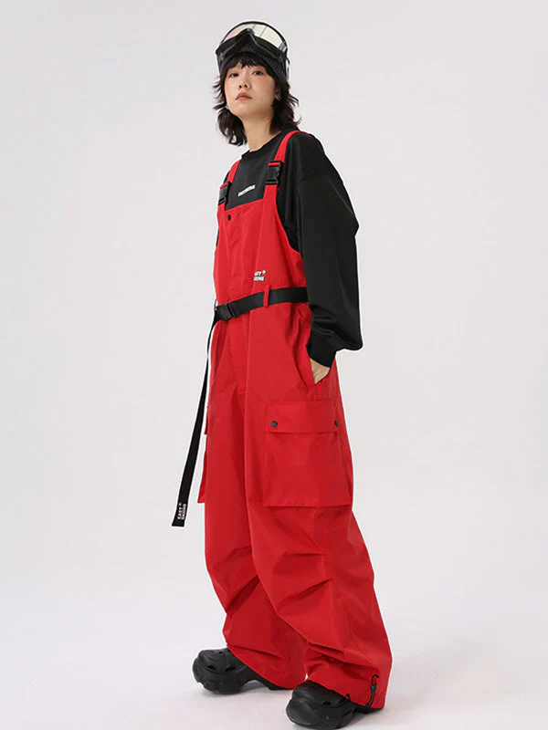 Women's East Skiing Prime Baggy Overall Cargo Snow Bibs Ski Pants - Image 5