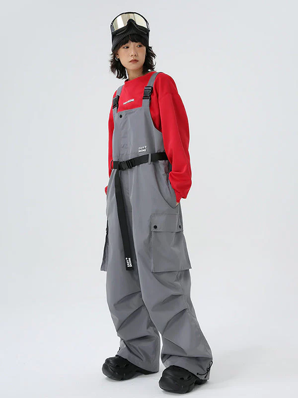 Women's East Skiing Prime Baggy Overall Cargo Snow Bibs Ski Pants - Image 9
