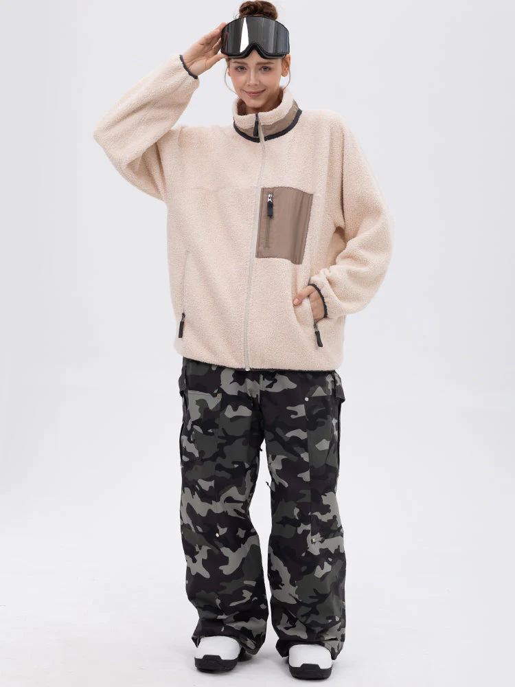 Women's Faux Sherpa Full-Zip Fleece & Double Knee Freestyle Baggy Snow Pants - Image 13