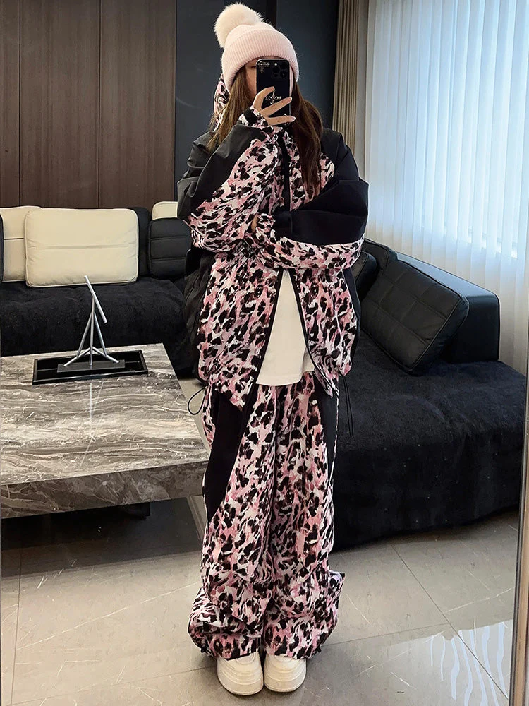 Women's First Encounter Blizzard Babe Leopard Pink Baggy Snow Suit - Image 2
