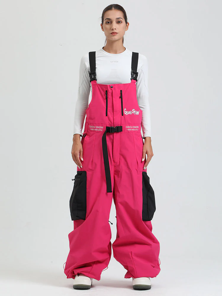 Women's Gsou Snow Alpine Freestyle Extra-Baggy Snow Bibs Pants - Image 11