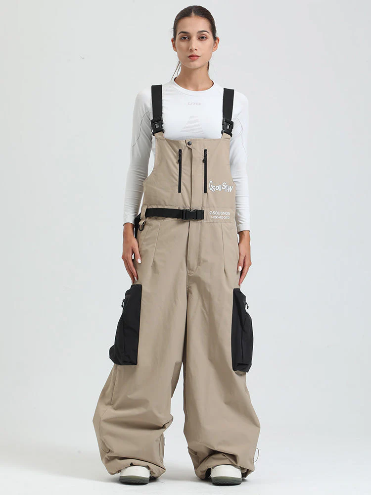 Women's Gsou Snow Alpine Freestyle Extra-Baggy Snow Bibs Pants - Image 7
