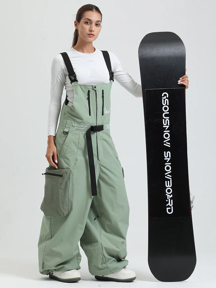 Women's Gsou Snow Alpine Freestyle Extra-Baggy Snow Bibs Pants - Image 9
