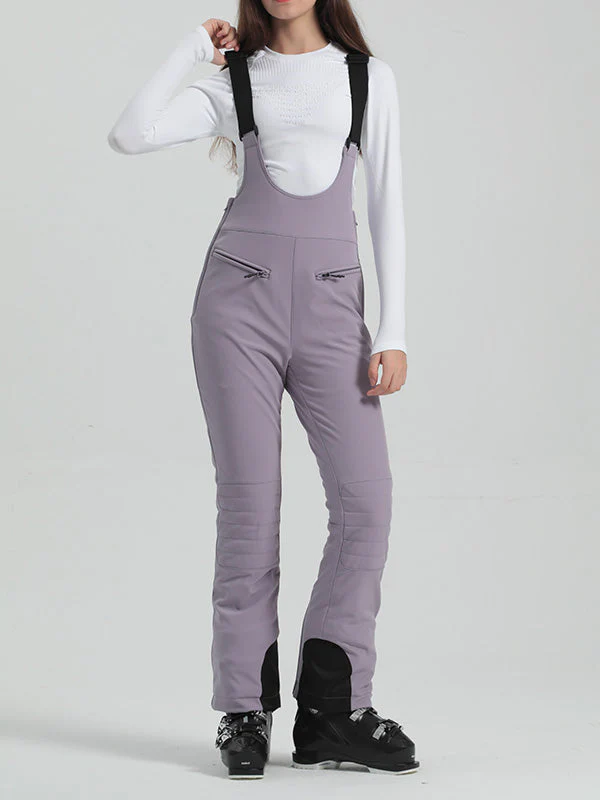 Women's Gsou Snow Elegant Stretch Flare Ski Bibs Pants - Image 21