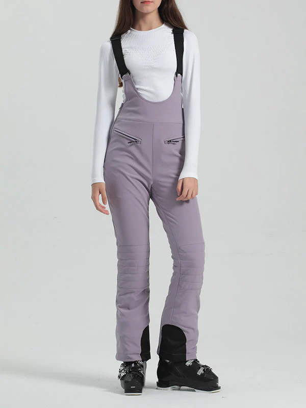 Women's Gsou Snow Elegant Stretch Flare Ski Bibs Pants - Image 22