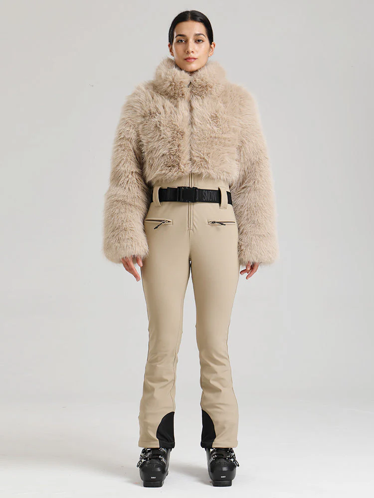 Women's Gsou Snow Glacier Vogue Faux Fluffy Fur Top Ski Jumpsuit - Image 2