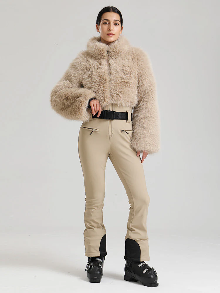 Women's Gsou Snow Glacier Vogue Faux Fluffy Fur Top Ski Jumpsuit - Image 3