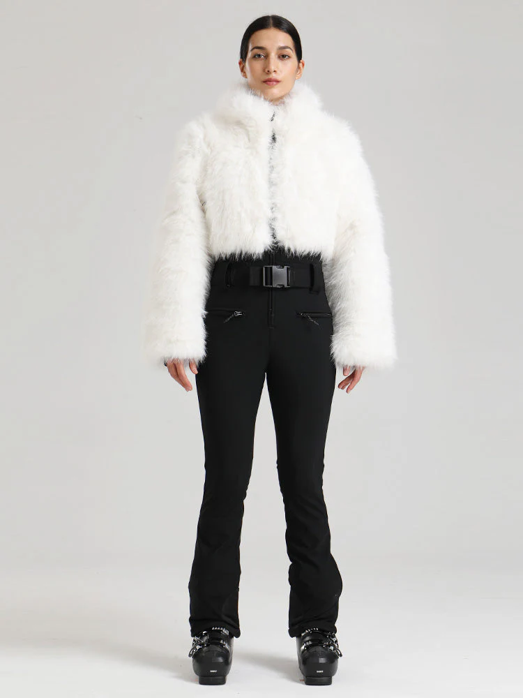 Women's Gsou Snow Glacier Vogue Faux Fluffy Fur Top Ski Jumpsuit - Image 6