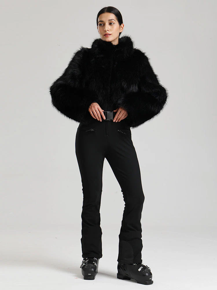 Women's Gsou Snow Glacier Vogue Faux Fluffy Fur Top Ski Jumpsuit - Image 7