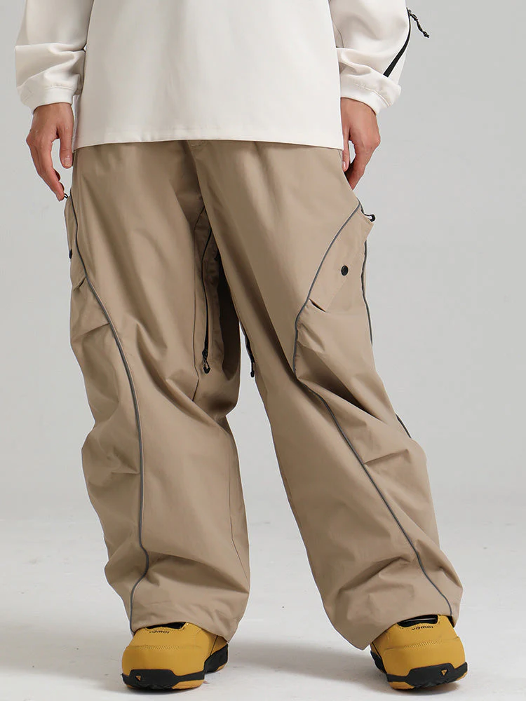 Women's Gsou Snow Luminous Edge Reflective Cargo Baggy Snow Pants
