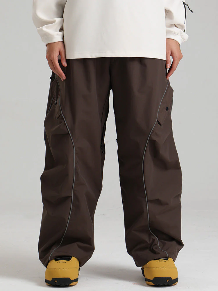 Women's Gsou Snow Luminous Edge Reflective Cargo Baggy Snow Pants - Image 12