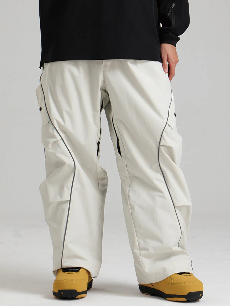 Women's Gsou Snow Luminous Edge Reflective Cargo Baggy Snow Pants - Image 13