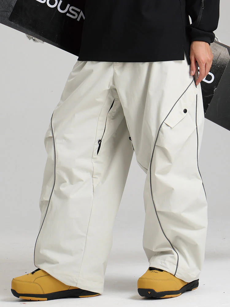 Women's Gsou Snow Luminous Edge Reflective Cargo Baggy Snow Pants - Image 15