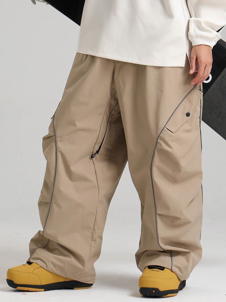 Women's Gsou Snow Luminous Edge Reflective Cargo Baggy Snow Pants - Image 3