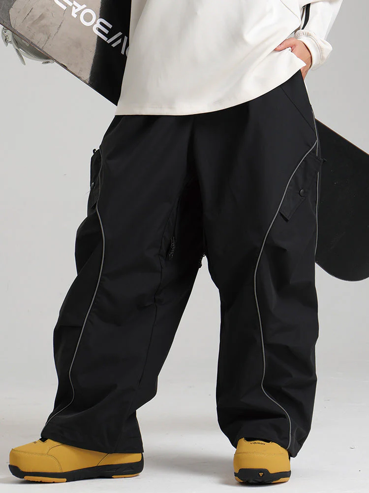 Women's Gsou Snow Luminous Edge Reflective Cargo Baggy Snow Pants - Image 5