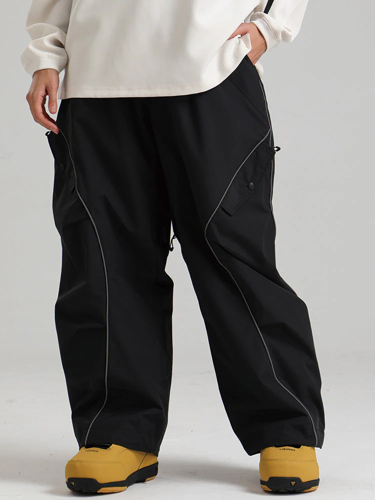 Women's Gsou Snow Luminous Edge Reflective Cargo Baggy Snow Pants - Image 7
