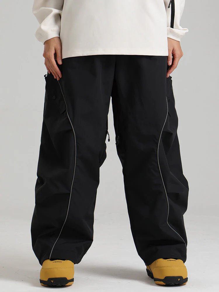 Women's Gsou Snow Luminous Edge Reflective Cargo Baggy Snow Pants - Image 8