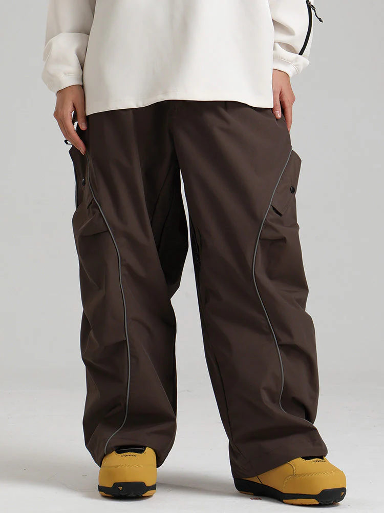 Women's Gsou Snow Luminous Edge Reflective Cargo Baggy Snow Pants - Image 9