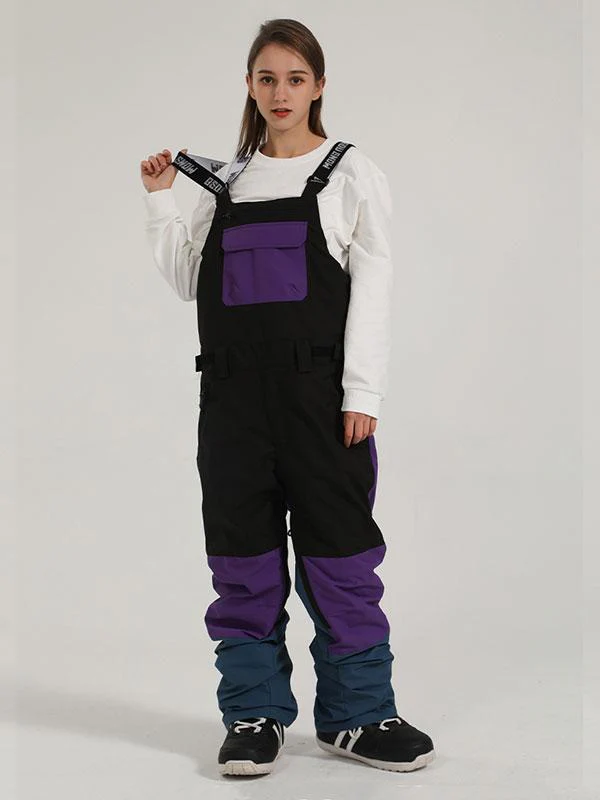 Women's Gsou Snow Mountain Discover Colorblock Ski Bibs Pants - Image 9