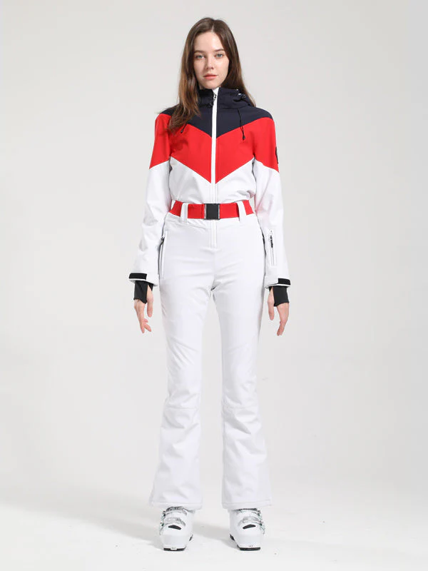 Women's Gsou Snow Retro Belted Color-Blocked Flare Ski Suit - Image 8