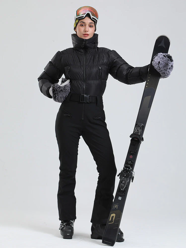 Women's Alpine Luxe DownTop Fleece-Lined Winter Glam Ski Jumpsuit - Image 4
