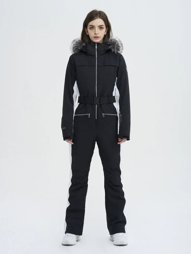 Women's High Experience Mountain Chic Faux-Fur Trim Flare Onesie Ski Jumpsuit - Image 6