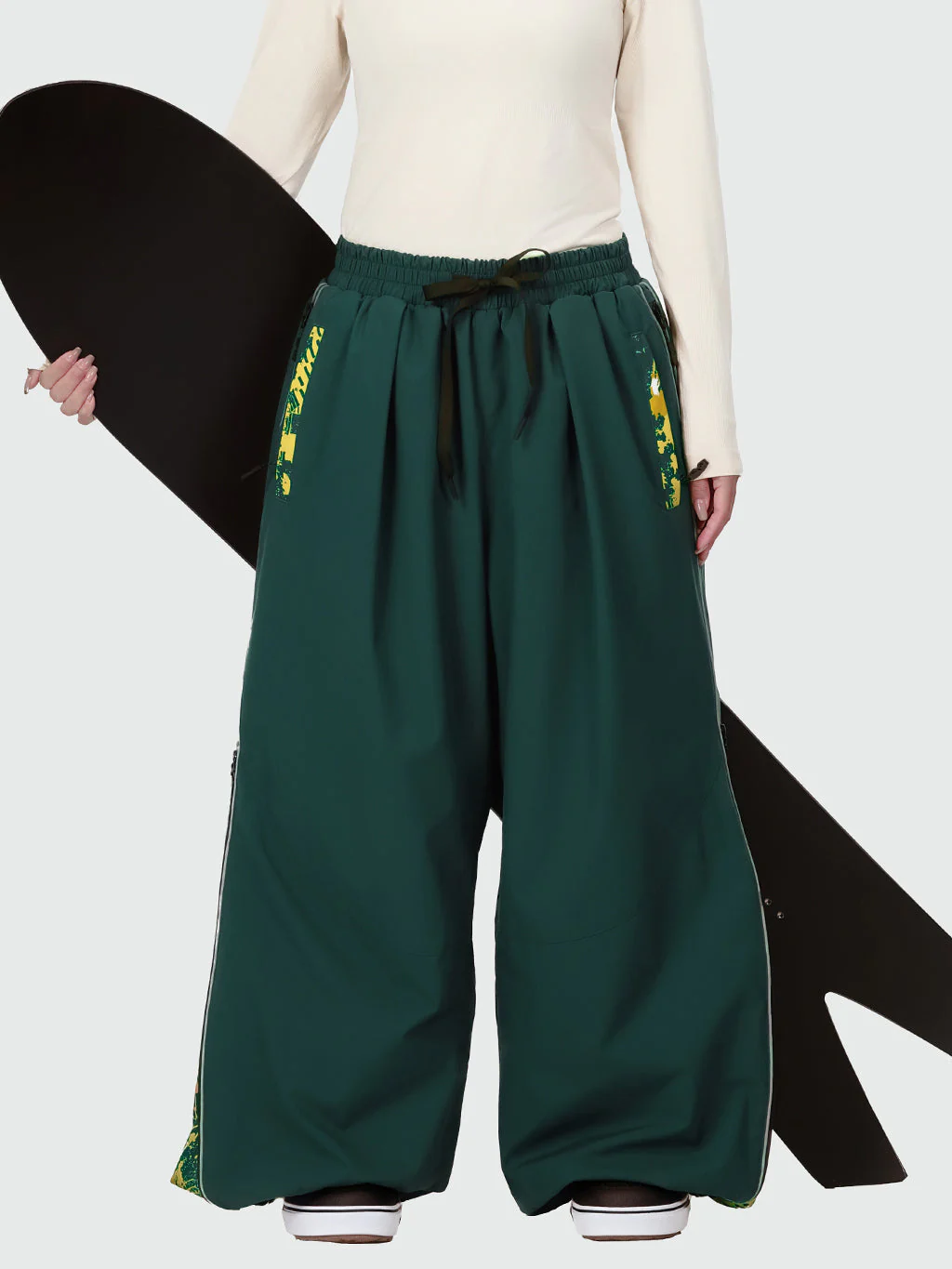 Women's Hyper Flux Side Zip Graffiti Panel Extra Baggy Freestyle Snow Pants - Image 16
