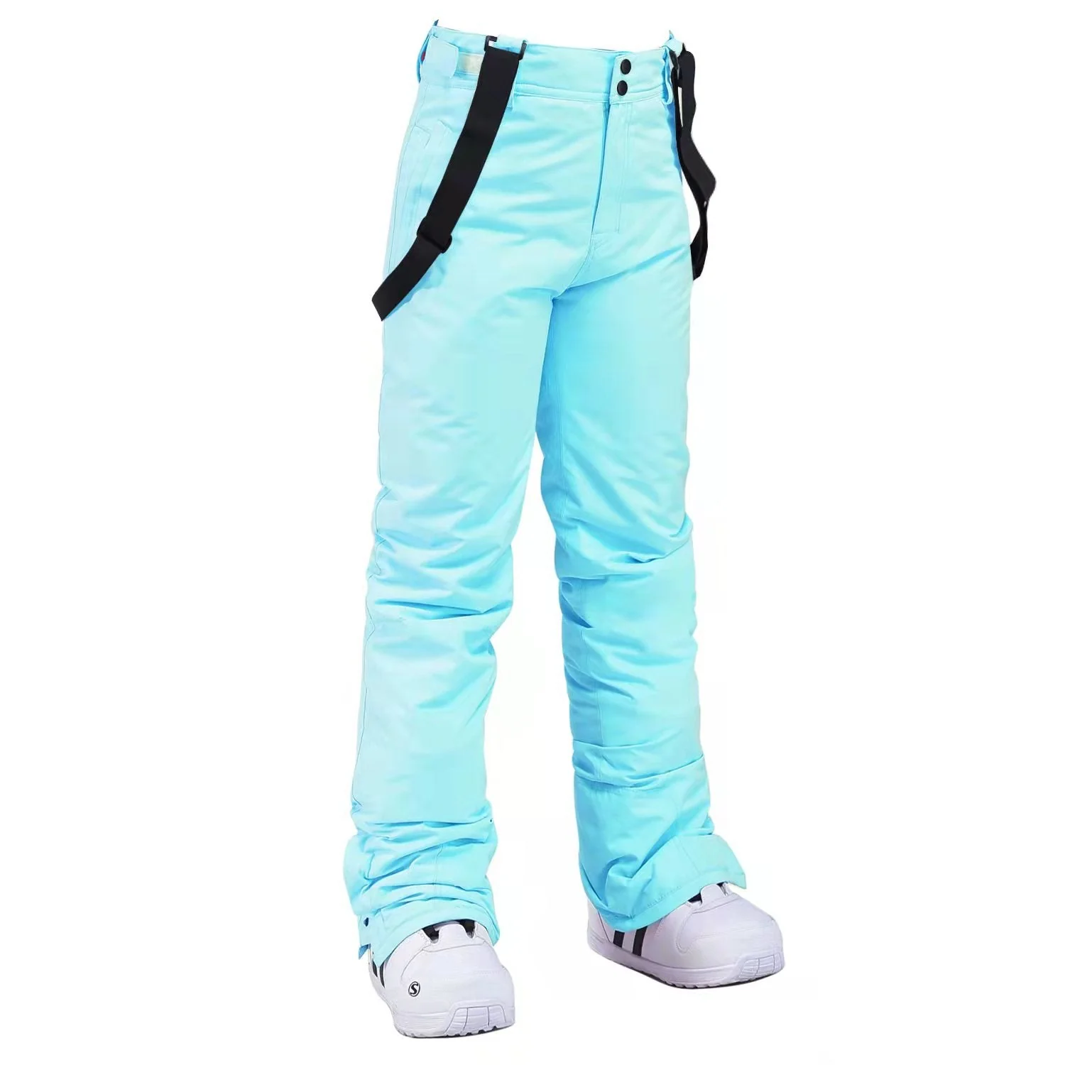 Women's Insulated Mountains Aurora White Winter Snow Pants Ski Bibs - Image 3