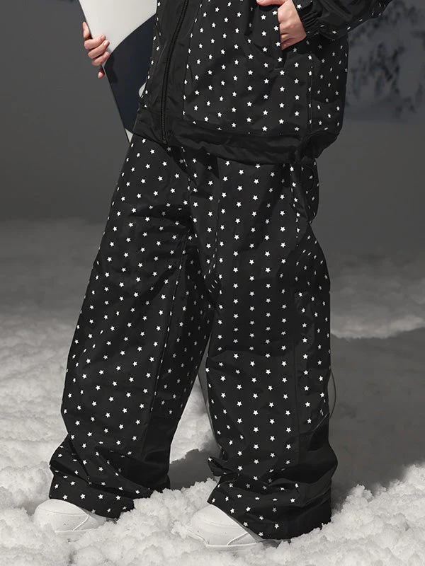Women's Mountain Fancy Polka Dot Stars Freestyle Snow Pants - Image 4