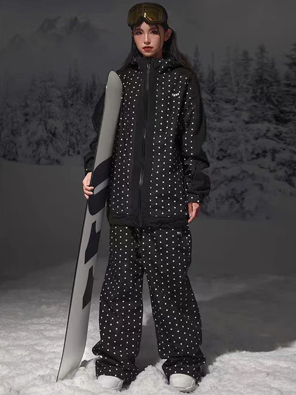 Women's Mountain Fancy Polka Dot Stars Freestyle Snow Suits - Image 2